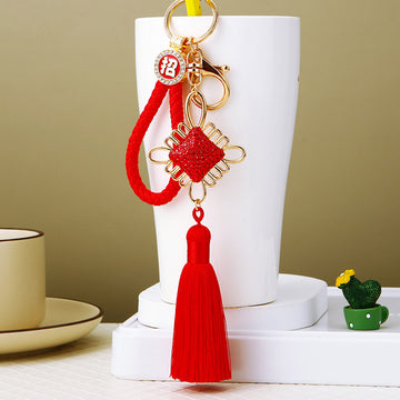 Mixed Chinese Knot Tassel and Enamel Apple Keychains in Six Options