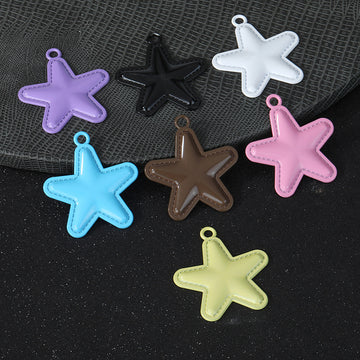 Enamel Star Charm Pendant with Stitched Edge Seven Colors