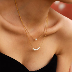 Stainless Steel Imitation Pearl Chain Necklaces Gold Steel