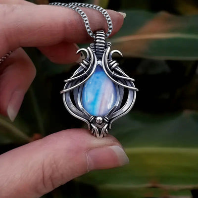 Image 1 showing iridescent teardrop pendant necklace