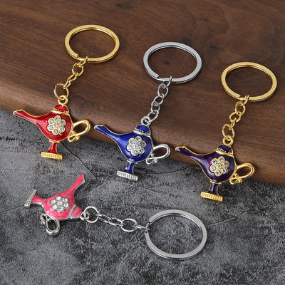 Group of colorful Aladdin lamp enamel keychains