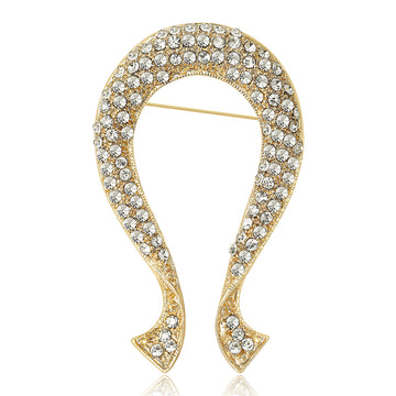 Crystal Ribbon Loop Brooch Decorative Lapel Pin For Jackets And Scarves