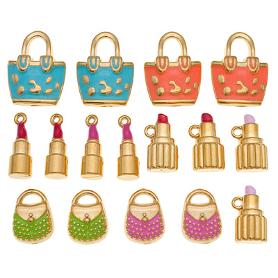 Packaging view of the colorful assorted shape charms