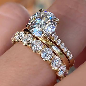 Three-Piece Round Clear Stone Ring Set In Gold, Silver, And Rose Tones