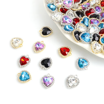 Faceted Heart Crystal Charms in Five Colors and Two Metal Tones