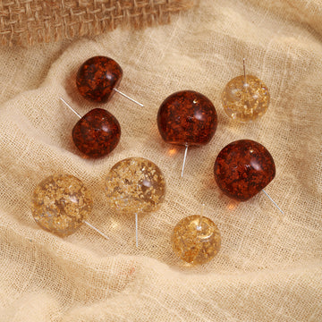 Red and Apricot Gold Flake Look Round Stud Earrings