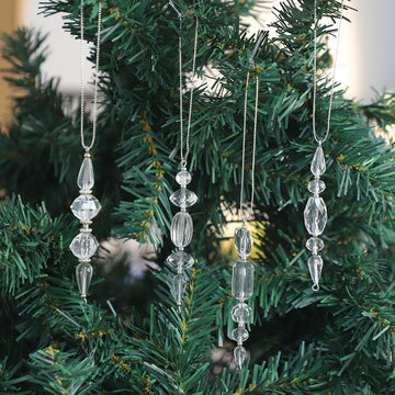 Clear Crystal Bead Christmas Tree Hanging Ornament Strand