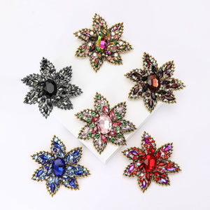Large Layered Crystal Flower Brooch in Six Color Variations