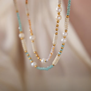 Pearl Bead Choker Necklaces Pink Or Teal Glass Mix