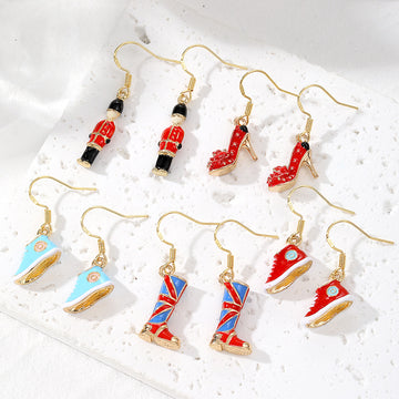 Gold Enamel UK Guard Boot Heel Sneaker Earrings 5 Styles