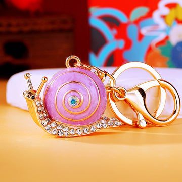 Crystal Snail Keychains with Spiral Shells in Four Colors