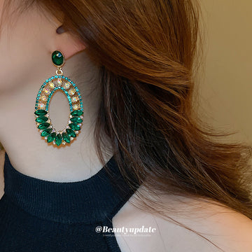 Crystal Oval Drop Earrings in Three Colorways Decorative Jewelry
