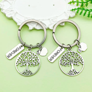 Silver-Tone Tree of Life Keychain, Four Charm Styles