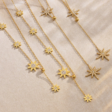 Crystal Starburst Station Necklace in Two Designs and Two Tones
