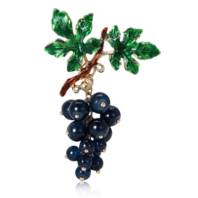 Front view of Beaded Grape Cluster brooch