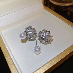 Pearlescent Double Sided Stud Earrings in Five Metallic Styles