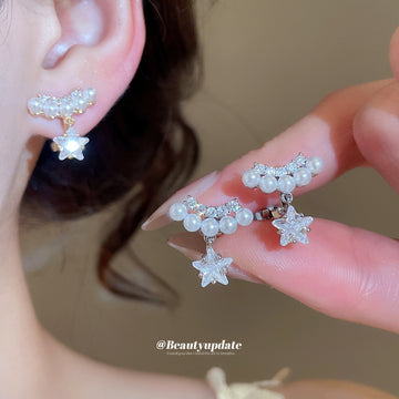 Star and Moon Clip On Earrings in Gold and Silver Tone