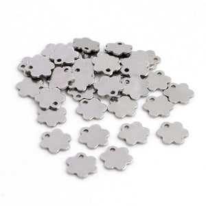 Steel Tone Polished Six-Petal Flower Mini Charm Pendant