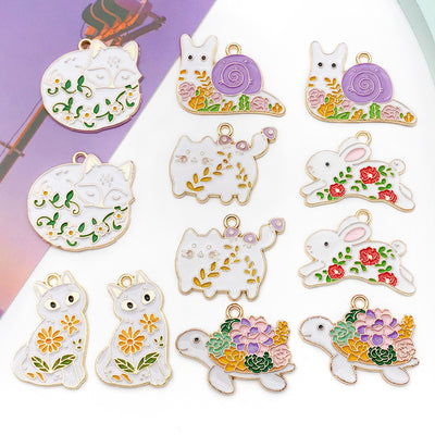Colorful cake charms arranged on a light background