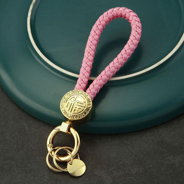 Fortune Medallion Braided Wrist Loop Keychains in Four Colors