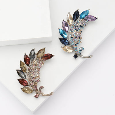 Marquise Crystal Leaf brooch shown from the front