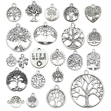 Antique Silver Tree of Life Metal Beads with 23 Listed Options
