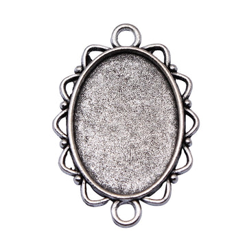 Loop Border Oval Cabochon Connector Trays in Two Finishes