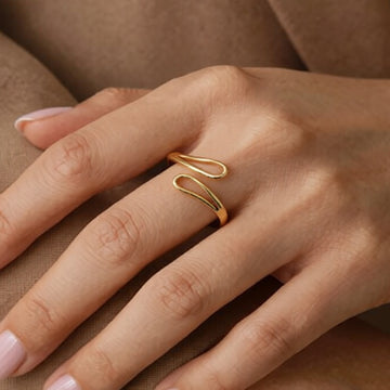 Open Cross Teardrop Loop Stainless Steel Ring Gold Or Steel