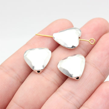Puffed Heart Beads in Silver and Brass Tone Finishes