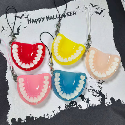 Main product view of colorful Denture Figure Phone Strap Charms in Five Colors