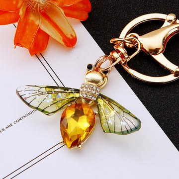 Gem Body Bee Keychains in Four Wing and Stone Colors plus Random Option