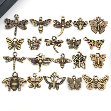 Gold-Tone Butterfly and Bee Metal Charms with 25 Listed Options