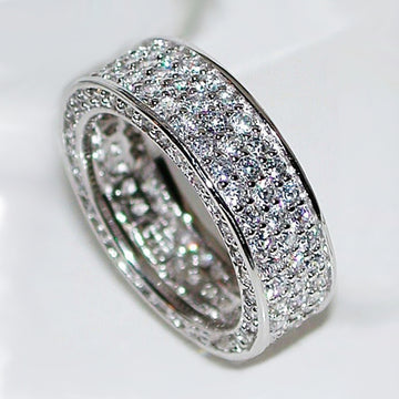 Wide Five-Row Clear Stone Pave Band In Silver Tone