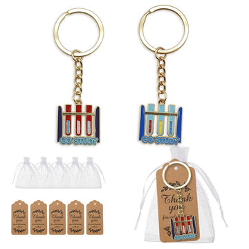 Go Study Test Tube Rack Enamel Keychain Two Colors