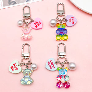 Resin Bear, Heart, and Dice Keychains with Ten Style Choices
