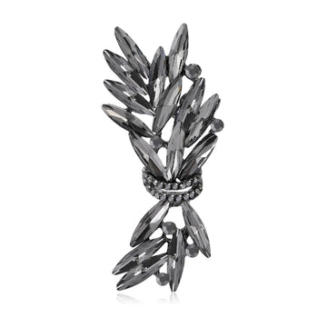 Marquise Crystal Leaf Cluster Bow Brooch Four Colors