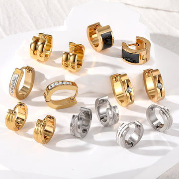 Gold and Silver Tone Patterned Huggie Earrings in Ten Styles