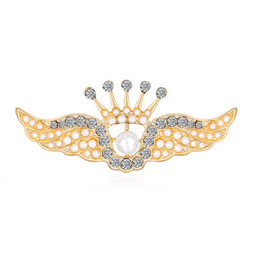 Gold Tone Silver Tone Angel Wing Crystal Metal Brooch Pin