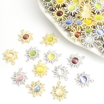Colorful Cabochon Sunflower Jewelry Components For DIY Earrings And Bracelets Charms