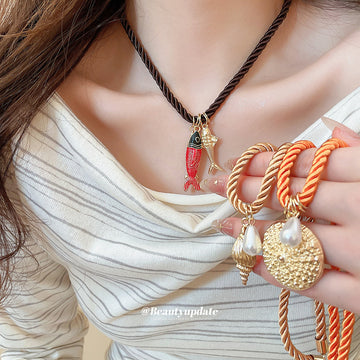Braided Cord Ocean Pendant Necklaces in Three Styles