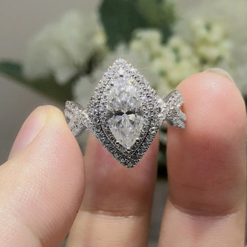 Marquise Open Center Ring with Pavé Silver Tone Frame