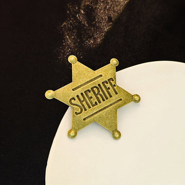 Antique Brass Six Point Star Sheriff Badge Brooch Pin