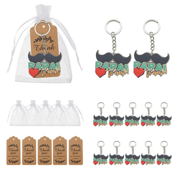 Wood Mustache Papai Te Amo Keychain Red Heart Charm