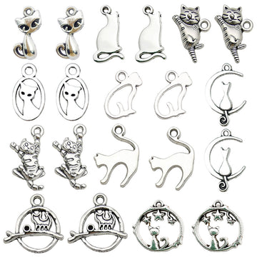 Antique Silver Cat and Cat Paw Metal Charms with 11 Listed Options