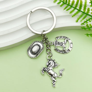 Western Cowboy Charm Keychains Featuring Heart Across 55 Pictured Variations