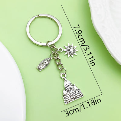 Dimension graphic showing celestial keychains with printed 7.9cm/3.11in and 3cm/1.18in measurements.