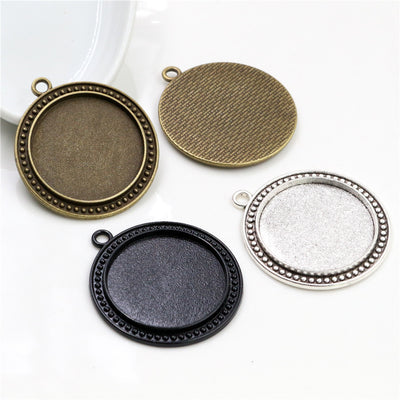 Front view of beaded border pendant bezel blank finish options