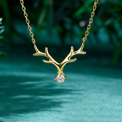 Antler crystal drop necklace product view