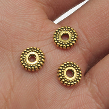 Beaded Edge Large Hole Ring Spacers in Two Antique Finishes