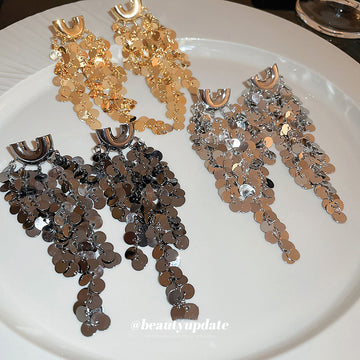 Sequin and Chain Statement Earrings in Ten Designs